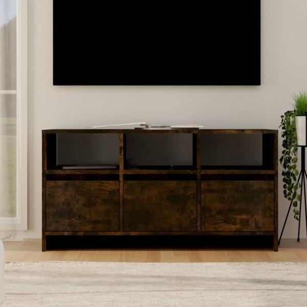 vidaXL Tv-bänk rökfärgad ek 102x37,5x52,5 cm konstruerat trä Brun