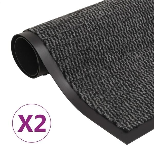 vidaXL Dörrmattor 2 st rektangulär tuftad 90x150 cm antracit Antracit
