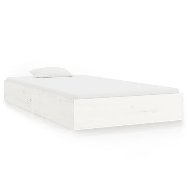 vidaXL Sängram vit massivt trä 90x200 cm Vit