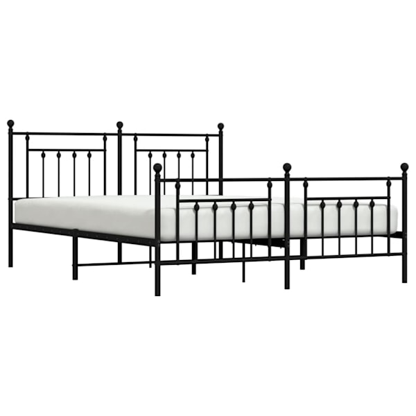 vidaXL Sängram utan madrass med fotgavel metall svart 160x200 cm Svart