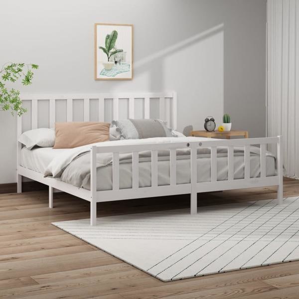 vidaXL Sängram vit massiv furu 200x200 cm Vit