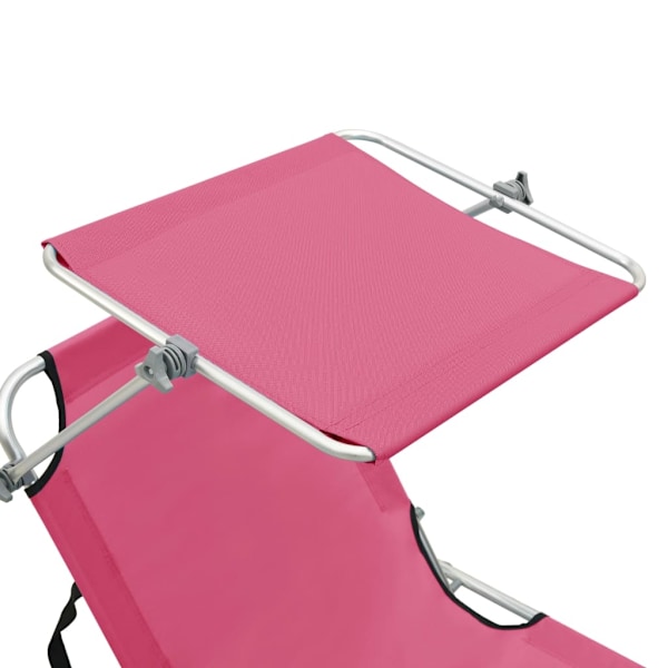 vidaXL Hopfällbar solsäng med tak stål magenta Rosa