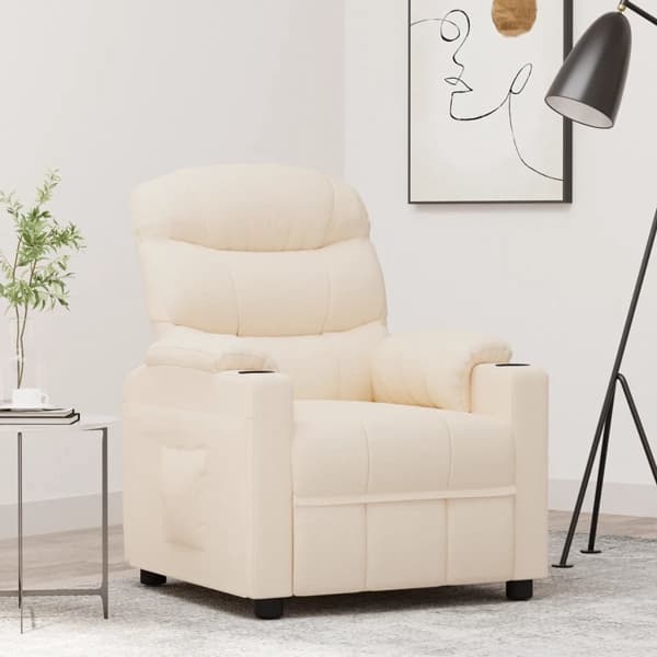 vidaXL Reclinerfåtölj gräddvit tyg Kräm