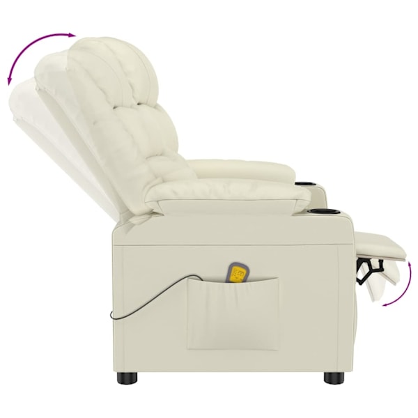 vidaXL Massagefåtölj gräddvit konstläder Kräm