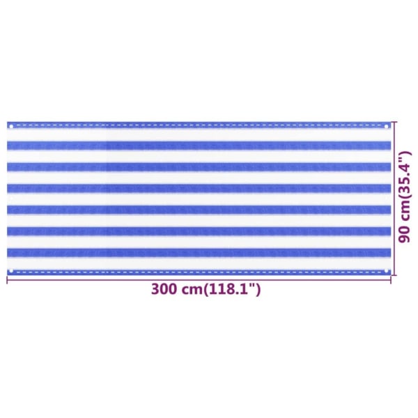 vidaXL Balkongskärm blå och vit 90x300 cm HDPE multifärg