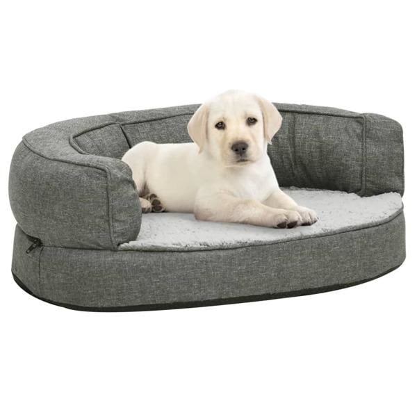 vidaXL Ergonomisk hundmadrass 60x42 cm linnelook fleece grå grå
