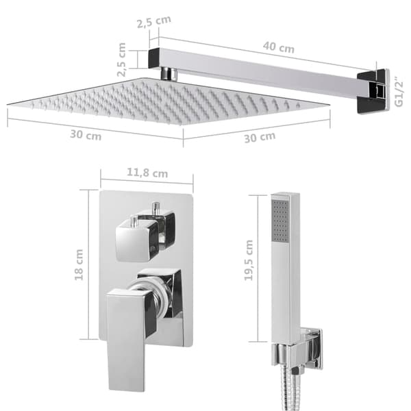 vidaXL Duschsystem rostfritt stål 201 silver Silver