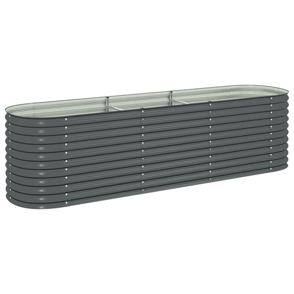 vidaXL Odlingslåda upphöjd galvaniserat stål 320x80x81 cm grå grå