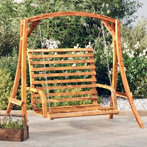 vidaXL Gungbänk med massivt böjträ med teakyta 126x63x92 cm Brun