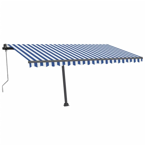 vidaXL Fristående markis automatisk 450x350 cm blå/vit Blå