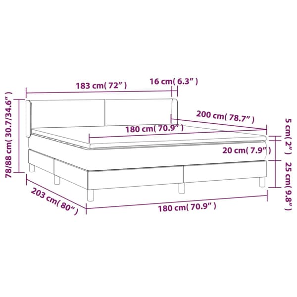 vidaXL Ramsäng med madrass gräddvit 180x200 cm konstläder Kräm
