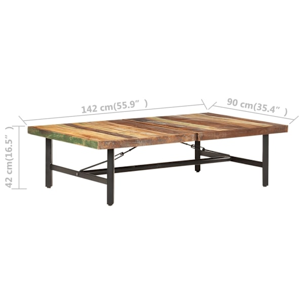 vidaXL Soffbord 142x90x42 cm massivt återvunnet trä Brun
