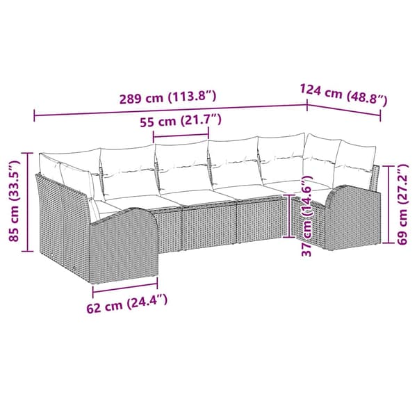 vidaXL Trädgårdsoffset 7 st Beige [Syntetisk]: Poly Rattan Beige