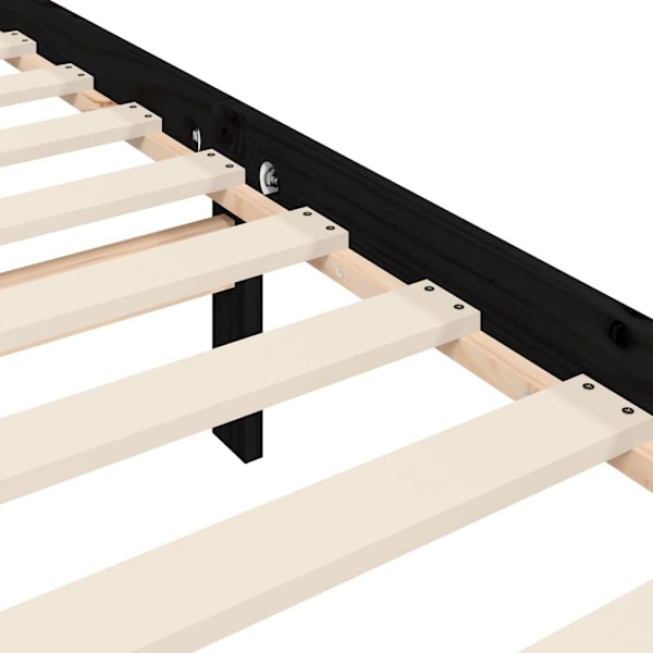 vidaXL Sängram med huvudgavel svart 100x200 cm massivt trä Svart
