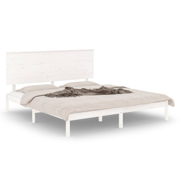 vidaXL Sängram vit massiv furu 200x200 cm Vit