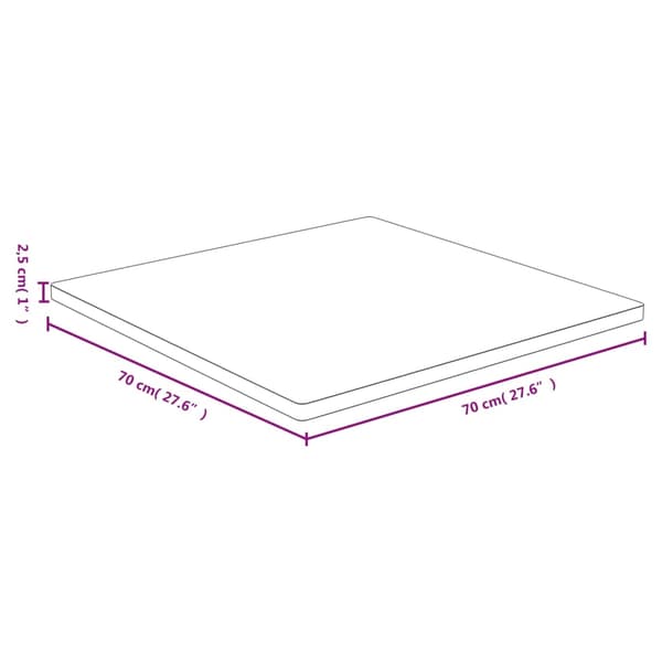 vidaXL Bordsskiva 70x70x2,5 cm bambu Brun