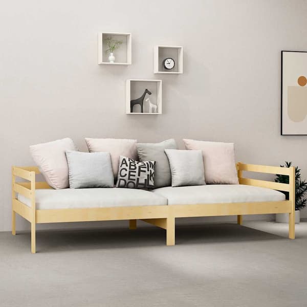 vidaXL Dagbädd massiv furu 90x200 cm Brun
