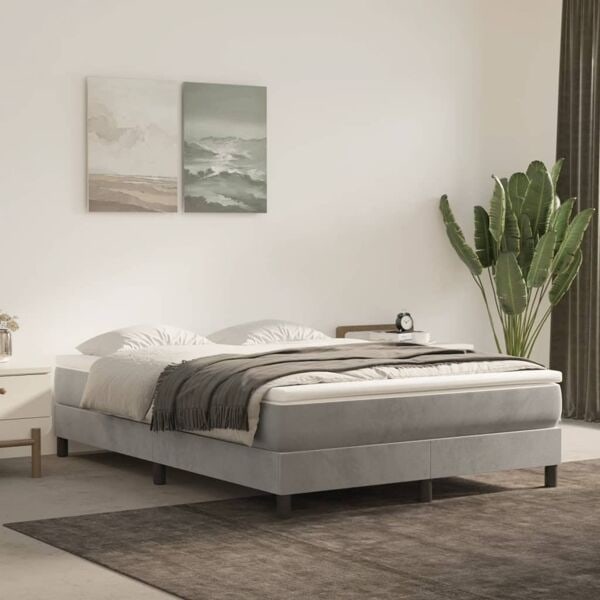 vidaXL Pocketresårmadrass ljusgrå 140x200x20 cm sammet Grå