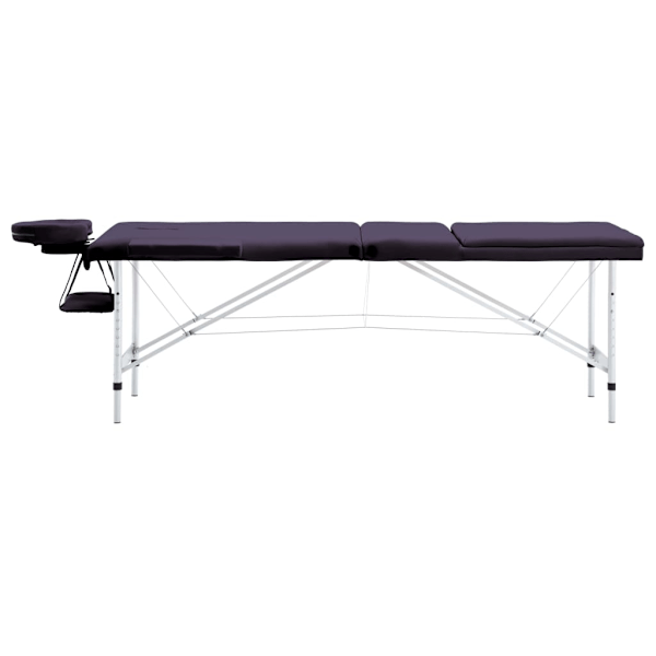 vidaXL Hopfällbar massagebänk 3 sektioner aluminium lila Lila