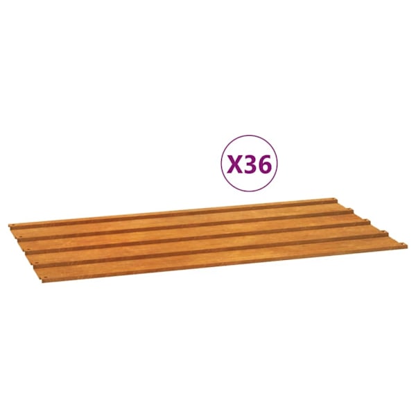 vidaXL Takplåt 12 st rostfärgad 80x44 cm rosttrögt stål Brun