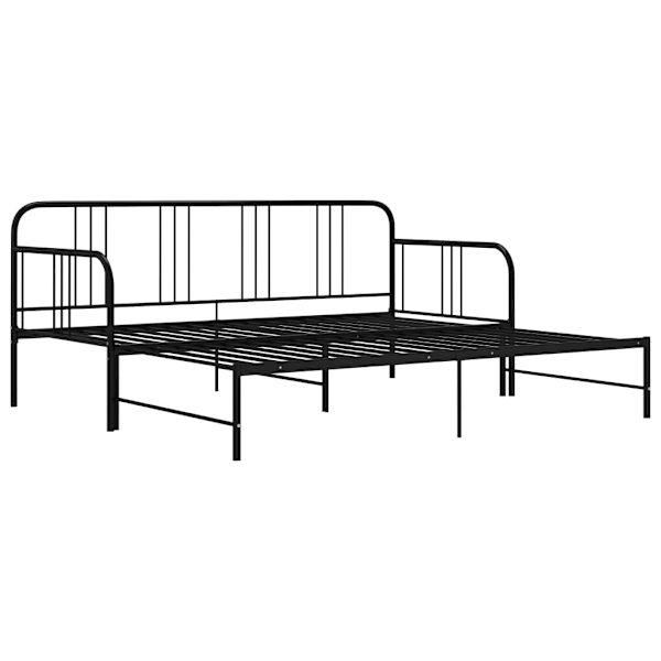 vidaXL Utdragbar sängram bäddsoffa svart metall 90x200 cm Svart