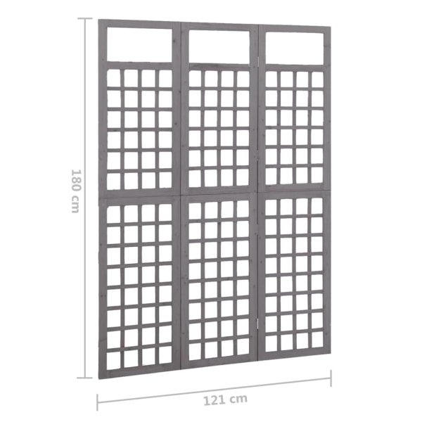 vidaXL Rumsavdelare/Spaljé 3 paneler massiv gran grå 121x180 cm grå
