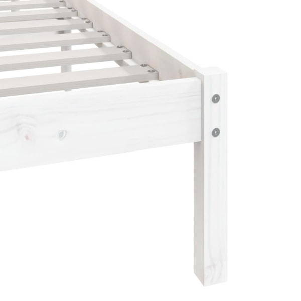 vidaXL Sängram vit 135x190 cm dubbel massiv furu Vit