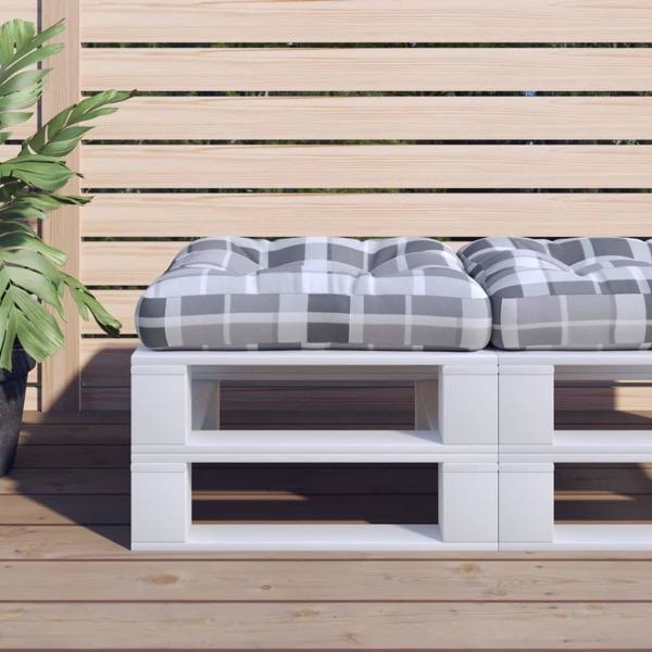 vidaXL Palldyna grårutig 58x58x10 cm tyg multifärg