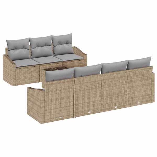 vidaXL Soffset 8 st Beige och Grå konstrotting Beige