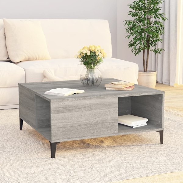 vidaXL Soffbord grå sonoma 80x80x36,5 cm konstruerat trä Grå