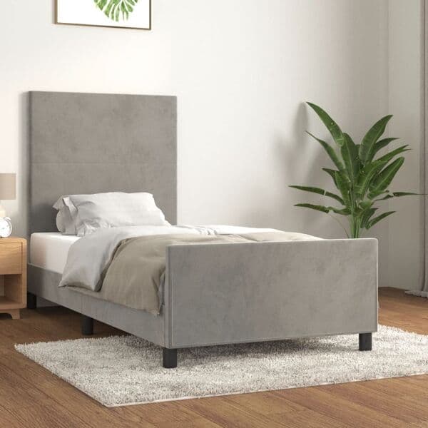 vidaXL Sängram utan madrass ljusgrå 80x200 cm sammet Grå