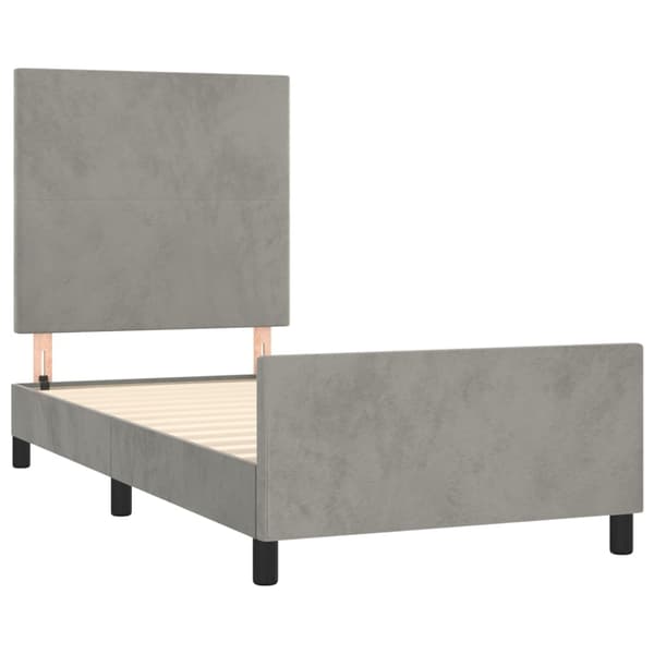 vidaXL Sängram utan madrass ljusgrå 90x200 cm sammet Grå