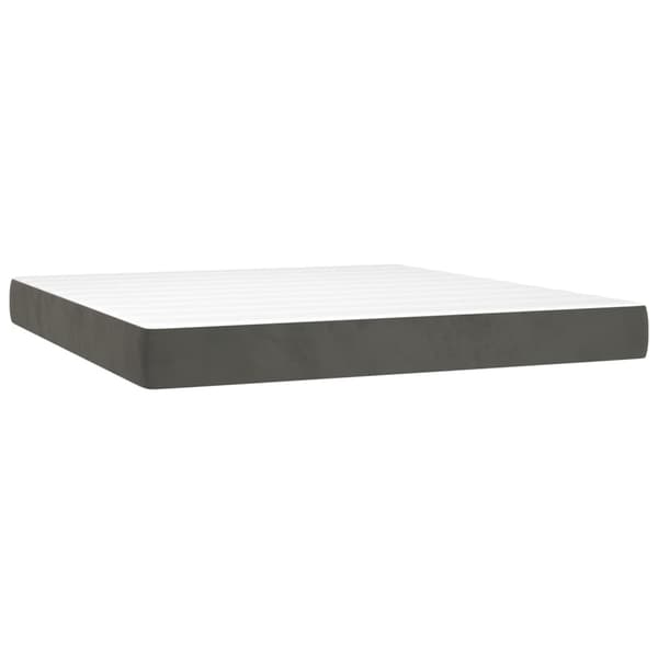 vidaXL Ramsäng med madrass & LED mörkgrå 180x200 cm sammet Grå
