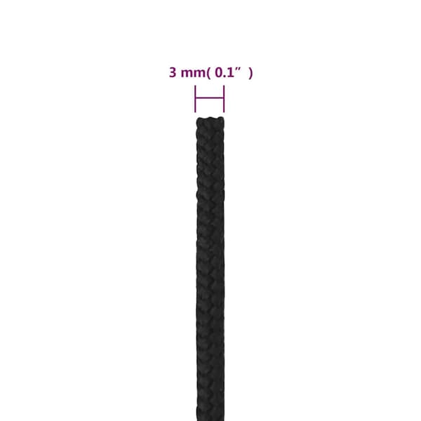 vidaXL Båtlina helsvart 3 mm 500 m polypropen