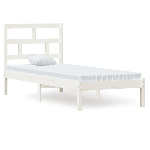 vidaXL Sängram massivt trä 75x190 cm vit Vit