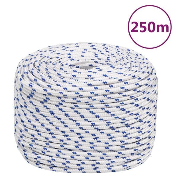 vidaXL Båtlina vit 6 mm 250 m polypropylen