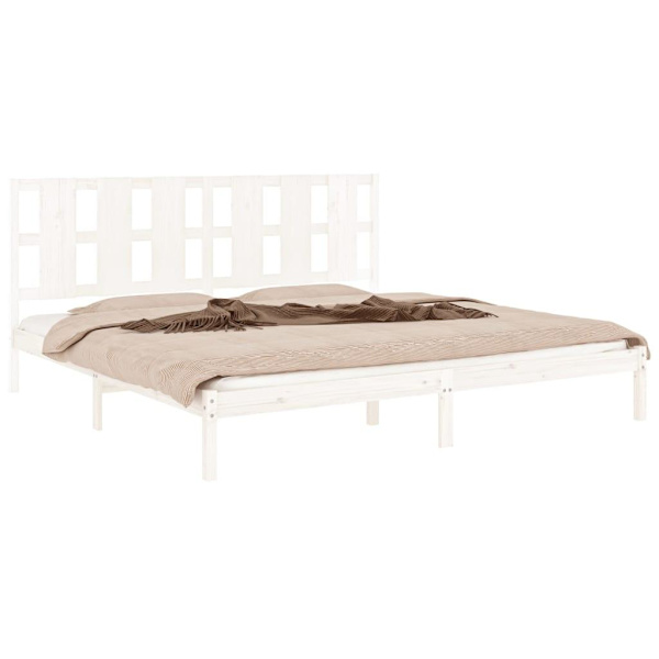 vidaXL Sängram vit massiv furu 200x200 cm Vit