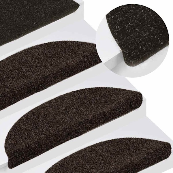 vidaXL Trappstegsmattor självhäftande 10 st brun 56x17x3 cm brodyr Brun