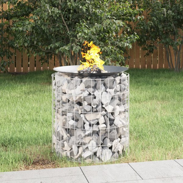 vidaXL Gabion för eldstad Ø 50 cm galvaniserat järn Silver