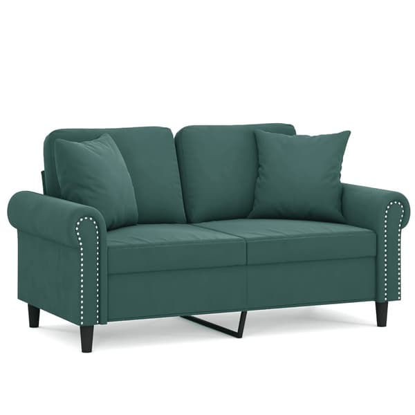 vidaXL 2-sitssoffa med prydnadskuddar mörkgrön 120 cm sammet Grön