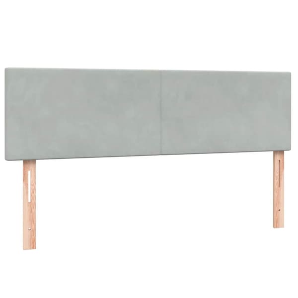 vidaXL Ramsäng med madrass ljusgrå 160x220 cm sammet Grå