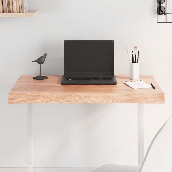vidaXL Bordsskiva ljusbrun 80x50x(2-6) cm massivt trä levande kant Brun