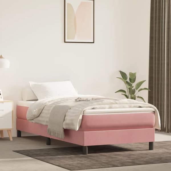 vidaXL Sängram rosa 90x190 cm sammet Rosa
