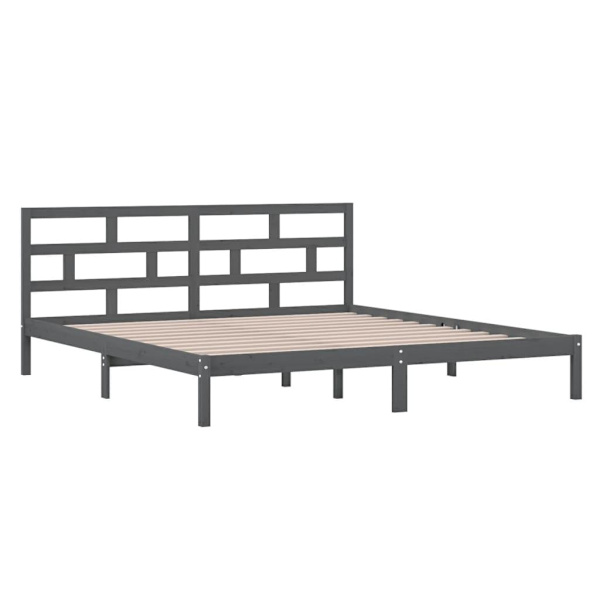 vidaXL Sängram grå massiv furu 140x190 cm Grå