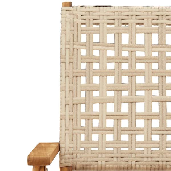 vidaXL Hopfällbara trädgårdsstolar 4 st beige konstrotting/massivt trä Beige
