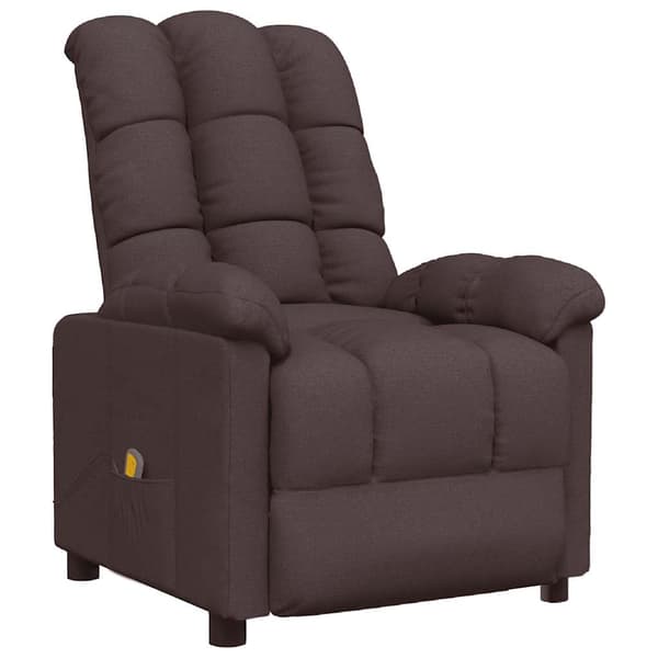 vidaXL Massagefåtölj mörkbrun tyg Brun
