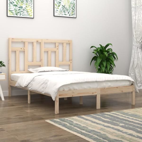 vidaXL Sängram massiv furu 200x200 cm Brun