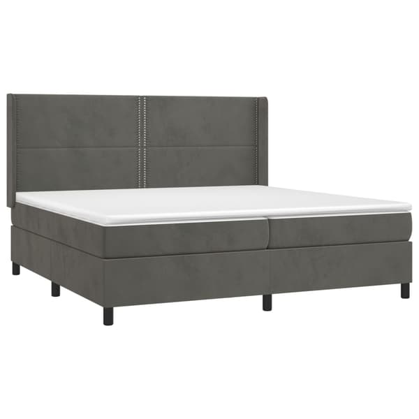 vidaXL Ramsäng med madrass & LED mörkgrå 200x200 cm sammet Grå