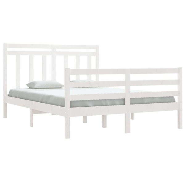 vidaXL Sängram vit massivt trä 135x190 cm Vit