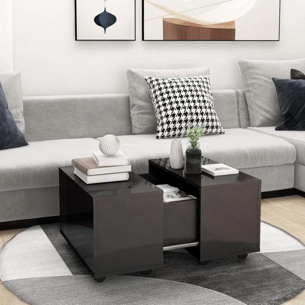 vidaXL Soffbord grå högglans 60x60x38 cm spånskiva grå